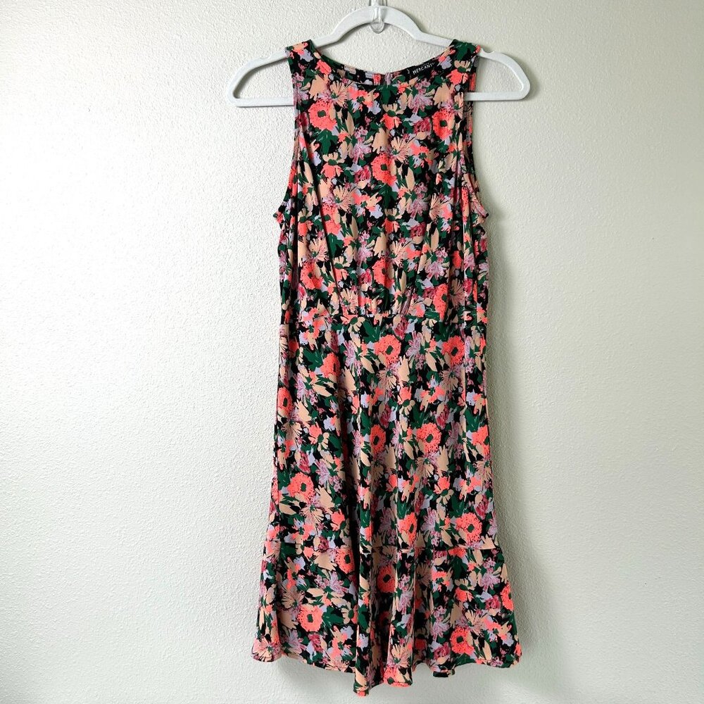 J Crew Mercantile Knee Length Dress Size 6 Neon Floral Sleeveless Lined J4518